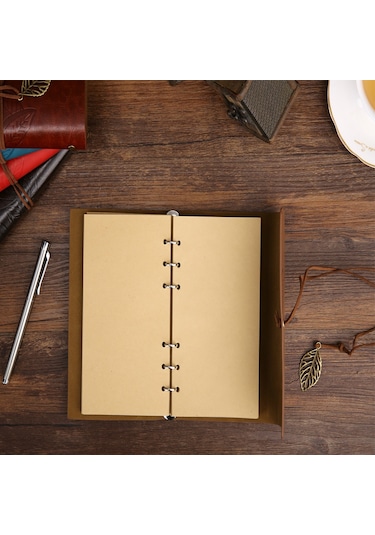 Deri Yaprak Desenli Çizgisiz Defter