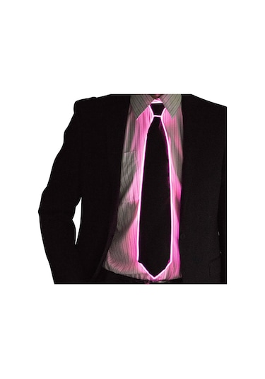 Moveevo Mor Led Işıklı Kravat - Pabuc İle Ayarlanabilir Boyut - Bar, Konser, Parti Atmosfer Aleti - Poliester Malzeme