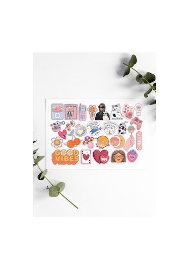 Groovy Tasarım Stickers Çıkartma Pytks0tk119 Çok Renkli