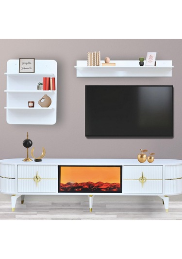 Maya Duvar Ünitesi - Beyaz Gold Beyaz - Gold