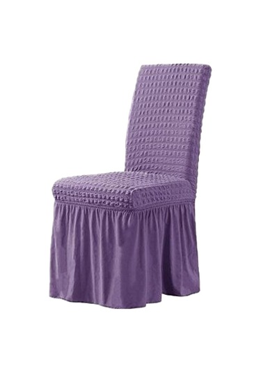 StarMall Brürümcük Etekli Sandalye Kılıfı, Lastikli,esnekli Sandalye Örtüsü 1 Adet Lila