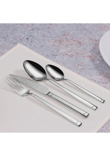 Serenk Barselona Çelik Çatal Kaşık Bıçak Takımı 24 Parça Gümüş