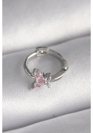 Ceylan Adam 316l Çelik Gümüş Renk Pembe Zirkon Taşlı Kelebek Model Tragus Piercing Çok Renkli
