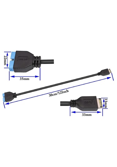 Usb 3.1 Type-e Male To Usb 3.0 19 20 Pin Dişi Uzatma Kablosu