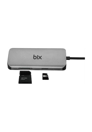 Bix BX10HB 5Gbps Type-C to 4K 30Hz HDMI Ethernet USB 3.0 PD SD TF Kart Okuyucu Dönüştürücü Adaptör Hub