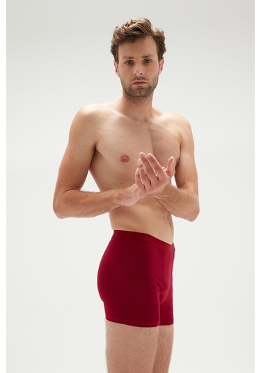 Weweus Bordo 3'lü Erkek Süper İnce Doğal Bambu Lüks Boxer 1012 Bordo