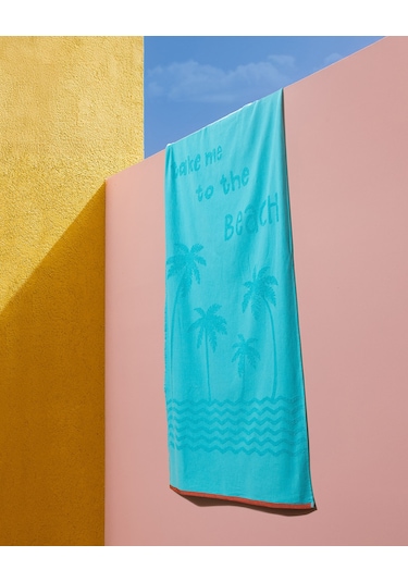 Madame Coco Fourne %100 Pamuk Plaj Havlusu - Turkuaz - 70x150 Cm 8684427222829 Yeşil