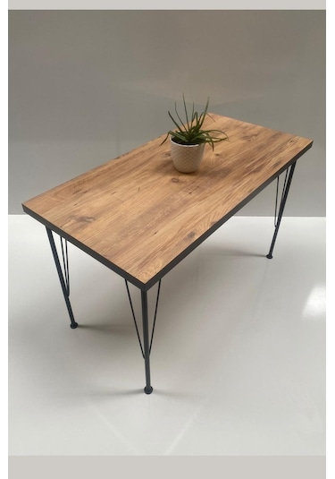 Demo Tanraf Atlantik Çam Mutfak Masası 120X70 Cm Ebat Metal Ayaklı