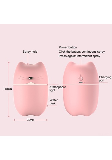 Vkemall Minik Pembe Ultrasonik Nemlendirici: Sessiz Çalışma, 2 Sprey Modu, Renkli Gece Lambası, Usb Besleme - Ofis/ev/araç İçin