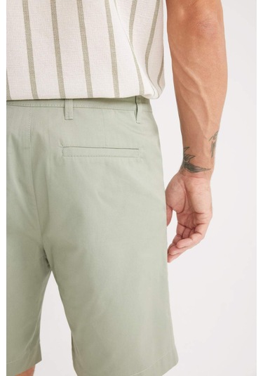 Defacto %100 Pamuk Regular Fit Gabardin Bermuda Şort C7684ax25spgn931 Yeşil