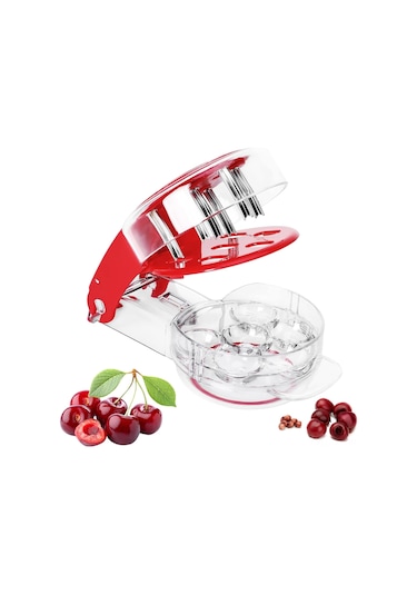 Dofolink Yemek Kalitesi Silikon 6'lı Kiraz Çekirdek Çıkarıcı - Otomatik Çekirdek Saklama, Fırçalı Yıkama Uyumlu, Kilitleme Fonksiyonu