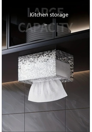 Xuweiwei 1 Adet Buzul Desenli Plastik Mendil Kutusu, Delmeksiz Kendinden Yapışkanlı, 17.8x11.5x9.5 Cm Şeffaf Duvar Mendilliği Şeffaf