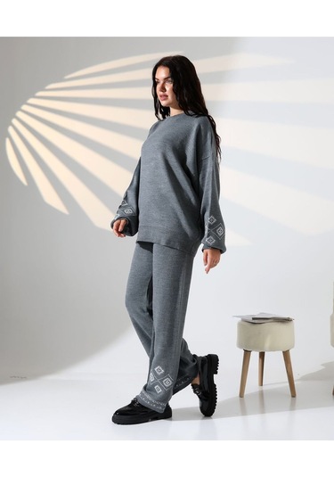 Marakeş Esintisi Alt-üst Triko Takım Antrasit
