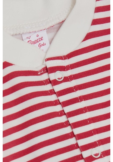 Breeze Kız Bebek Patikli Tulum Çizgili 0-6 Ay, Fuşya-Fuşya