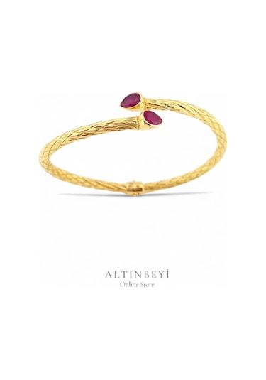 Altınbeyı 22 Ayar Altın Kelepçe Bilezik Pembe Taşlı 11.50 Gram Aby22klp003
