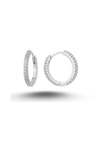 925 Ayar Gümüş Çift Tarafflı Zirkon Taşlı Tamtur Halka Küpe Gümüş