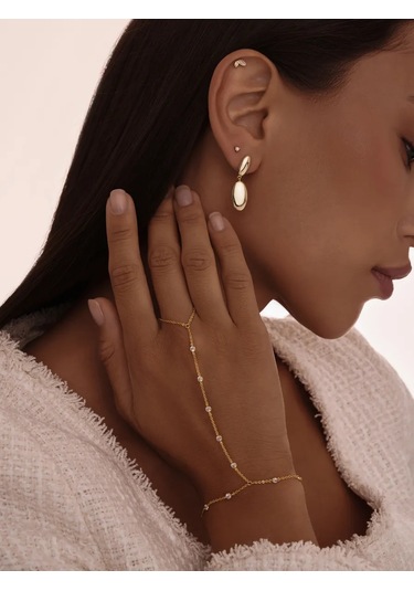 Miestilo 925 Ayar Gümüş Zirkon Taşlı Kulak Kıkırdağı Piercing 126965383 Altın