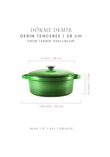 Voeux 28 Cm Derin Tencere - Yeşil