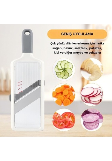 Createtech Antrasit Renkli Ayarlanabilir Paslanmaz Çelik Bıçağı, Peynir Rıhtımlı Mandolin Dilimleyici, Hızlı Kıyma, Taşınan Antrasit