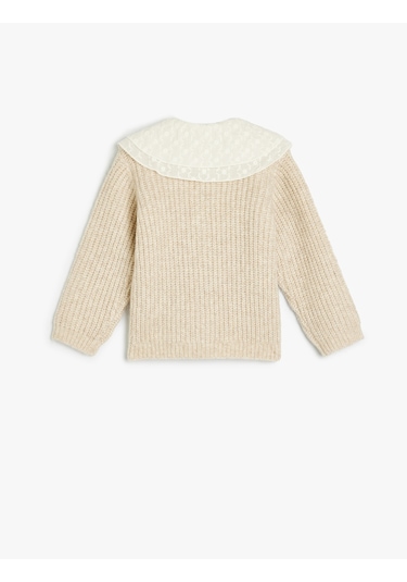 Koton Basic Triko Hırka Bebe Yaka Düğme Detaylı Bej 5wmg90012at Ekru