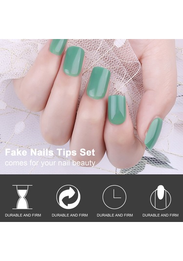 Qingmipy 12 Adet Tek Renk Tirazlı Abs Tırnak Seti - Yeniden Kullanılabilir, Kolay Tak-çık, Profesyonel Manikür Aletleriyle F648-3