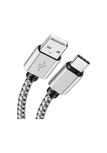 Nephy 3a Hızlı Şarj Örgülü Usb A Tip C Kablo Samsung Galaxy Uyumlu A10e A20 A50 A51 A71 S24 S23 S20 S10 Fe S9 S8gümüş1m