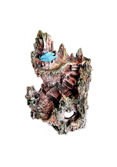 Şatolu Kaya Akvaryum Dekoru 22 Cm - Renk Mavi