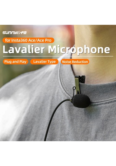Insta360 Ace / Ace Pro Sunnylife Yaka Klipsi Type-c Kayıt Mikrofonu İçin Siyah Diğer