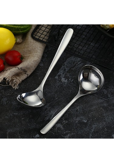 Lichen 304 Paslanmaz Çelik İçme Kaşığı, Yulaf Lapası Kaşığı, Gümüş