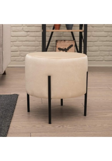 Dior Dekoratif Puf - Krem 40x40x40 Cm Krem