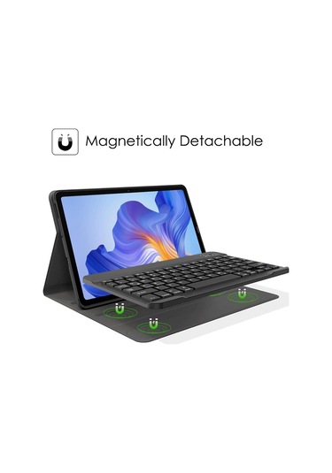 Honor Pad X8 / X8 Lite 10.1 Uyumlu Bluetooth Özellikli Standlı Kalem Bölmeli Klavyeli Kılıf