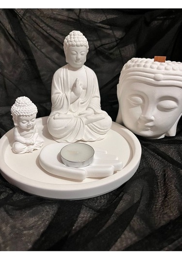 Özel Tasarım Buda Beton Soya Mum Takımı