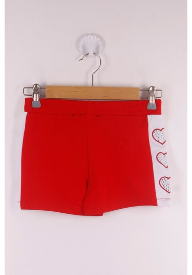 Toontoy Kız Çocuk Kalp Nakışlı Şort Kırmızı
