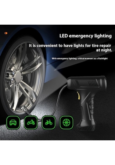 Xuweiwei Kablosuz Taşınabilir Hava Kompresörü 150psı Usb C Şarj Lityum Pil Otomatik Durma Dijital Ekran Araba Motosiklet Bisiklet Lastik Şişirici