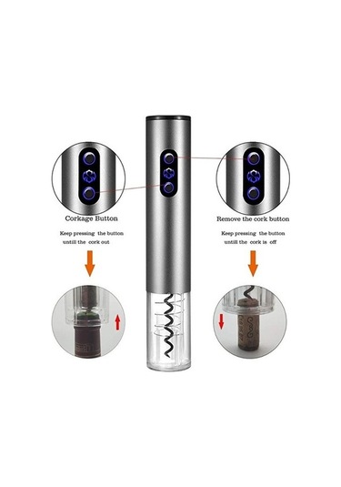 Dancemonkey Profesyonel Şarap Şişesi Açacağı, Otomatik Mantar Led Gümüş