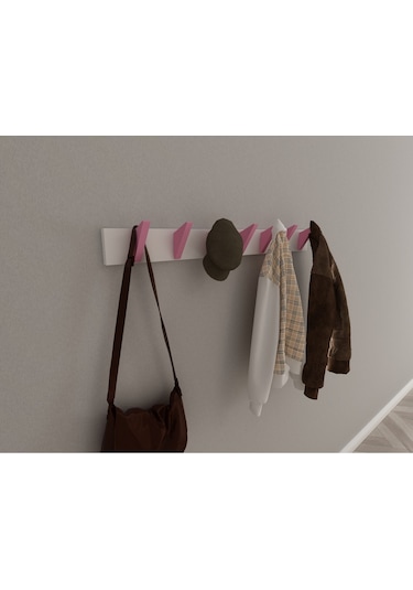 Hepsi3boyutlu Modern Duvar & Kapı Kanca Askılık - 7 Adet Pembe Kanca Askılık - Model No : 5 Pembe