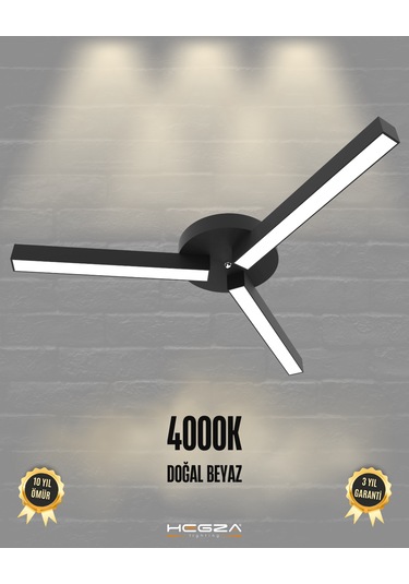 Admira -siyah Kasa, Doğal Beyaz Işık- Modern Plafonyer Led Avize Siyah