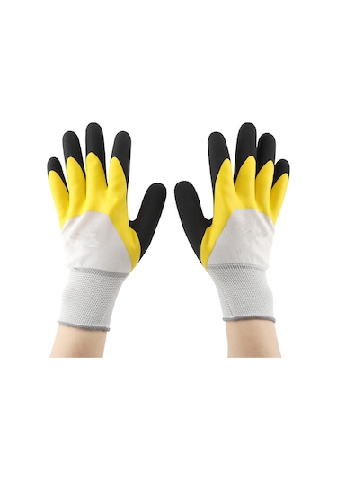 Mufunye Ergonomik Taşınabilir İş Eldiveni - Nemi Emici Pamuklu, Kaymazsız Yastık Deseniyle Bahçe, Ziraat Ve Bakım Çalışmaları İçin Sarı