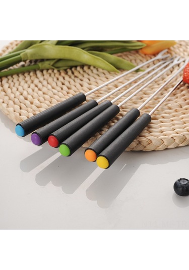 Mufunye 6'lı Paslanmaz Çelik Çatal Seti: Peynir, Meyve, Tatlı Ve Çikolata Servisi İçin Plastik Kollü Pratik Çatal Diğer