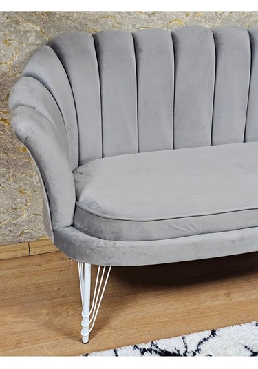 İkili İstiridye Beyaz Boyalı Telli Ayak Çay Seti Koltuk Tekli Ber Çok Renkli