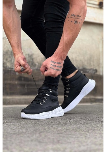 Wagoon Wg035 Siyah Cilt Yüksek Taban Yarım Bilek Bot Çok Renkli