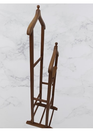 Dilsiz Uşak Çift Tepe Model Parlak Ceviz Askılık Kayın Torna Iske N11.163 Beyaz - Ceviz