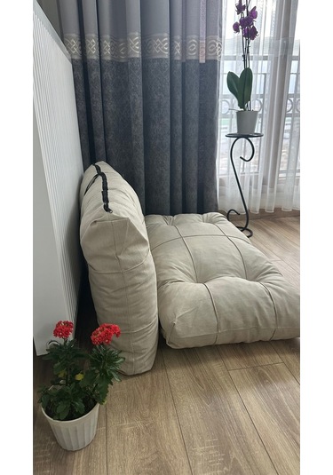 Modern Style Home Kalorifer Önü Yer & Palet Minderi 2'li Takım Krem