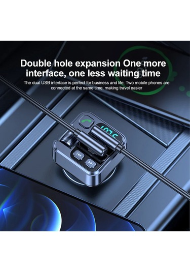 Liangmei Bluetooth 5.1 Araç Fm Verici Araba Mp3 Stereo Müzik