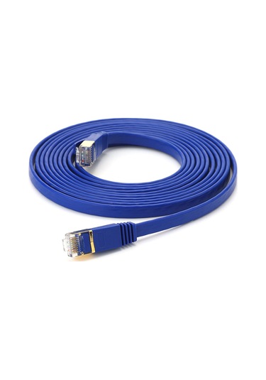 Springsun Cat7 Ethernet Kablosu 1m Mavi - 10gbps Hız 600mhz Bant Genişliği - 32awg Saf Oksijensiz Bakır Tel - 8 Çekirdekli Çift Çevirme - Çift Koruma