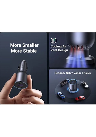 Ugreen 130w 3 Portlu Araç İçi Şarj Cihazı Çakmaklı