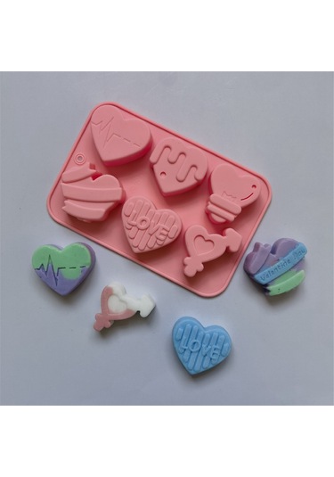 Gildedwill Aşk Kalp Çikolata Silikon Kalıp Şeker Bisküvi Kalıbı Aşk Buz Tepsisi Pişirme Aracı Hediye Aşk Fondan Kek Mum Kalıbı