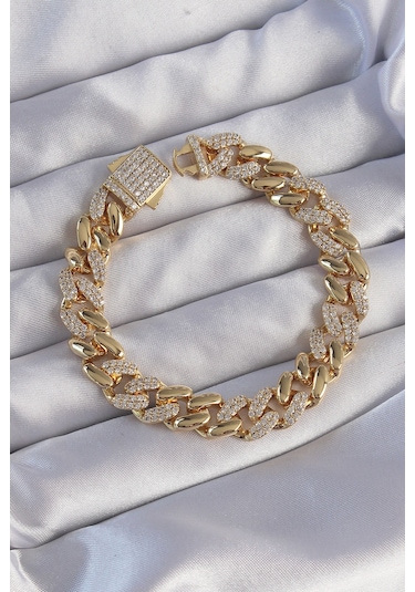 Vip Seri Gurmet Zirkon Taşlı Bileklik Gold Renk Çok Renkli