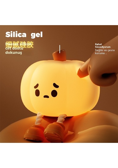 Tcherchi Kabak Gece Lambası, Sevimli Dokunmatik Sensör Lamba Silikon Gece Lambası Sarı