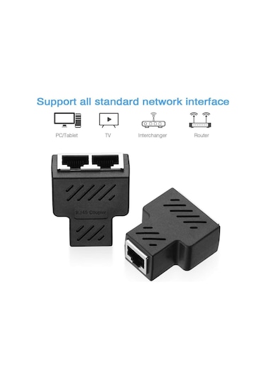 Rj45 Ayrıştırıcı Adaptörü, Usb 1 İla 2 Ağ Konnektörü Çift Lan Ethernet Soketi 8p8c Genişletici Fiş Kablosu Cat5, Cat5e, Cat6, Cat7
